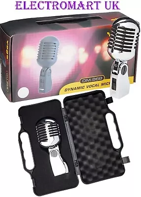 50s RETRO STYLE MIC MICROPHONE CHROME VINTAGE WITH PADDED STORAGE CARRY CASE  • £49.90