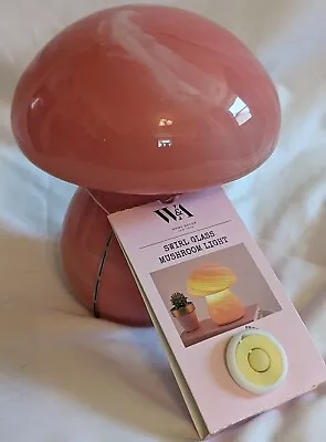 W & A Home Décor PINK SWIRL Deco Marble GLASS MUSHROOM Lamp LIGHT Up NEW W Tags • $36.99