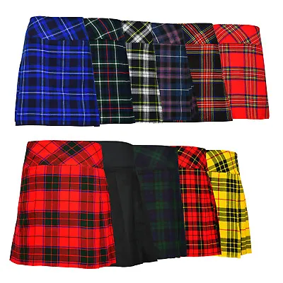 Ladies Knee Length Kilt Skirt 20  Length Tartan Pleated Kilts 11 Various Colours • £16.99