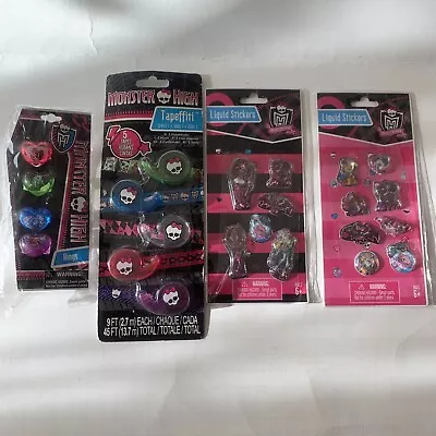 Monster High Merch Lot - Rings Tapefetti & 2 Packs Liquid Stickers • $40