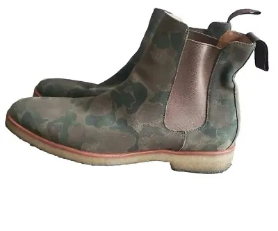 New Republic Boots Mens Size 10 Chelsea Green Camo Suede Mark Mcnairy Pull On • $35.99