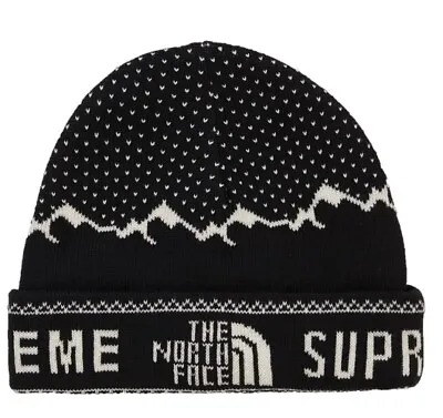 SUPREME X The North Face Expedition Fold Beanie Black Winter Hat • $125