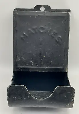 Antique Tin Match Holder/Dispenser Marked  Matches  Wall-Hung • $10.95
