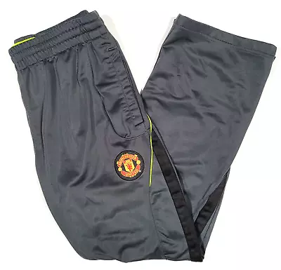Manchester United Fc Track Warm Up Pants Mens M Gray / Neon Green Soccer Futbol • $22.99