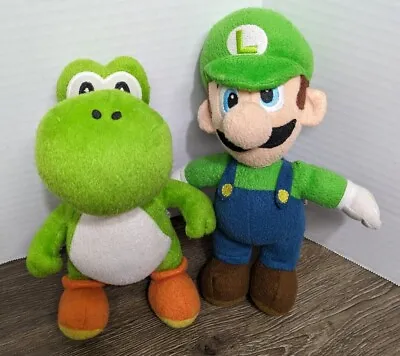 Lot Of 2 Super Mario Bros Nintendo Luigi & Yoshi 10  Plush Stuffed Animals 2010 • $21.24