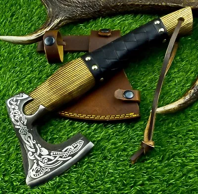 Custom Handmade High Carbon Steel Viking TOMAHAWK  HATCHET AXE  INTEGRAL 3601 • $21.06