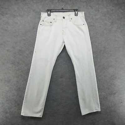 True Religion Jeans Mens 32 White Bobby Straight Button Fly Made In USA Denim • $49.99