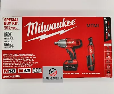 Milwaukee 2663-22RH M12 3/8  Ratchet + M18 1/2  Impact Wrench Combo Kit - NIB • $289.98