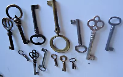 Lot Antique Skeleton Keys Brass  Steel  Open End  Miniatures  Folding Etc • $25