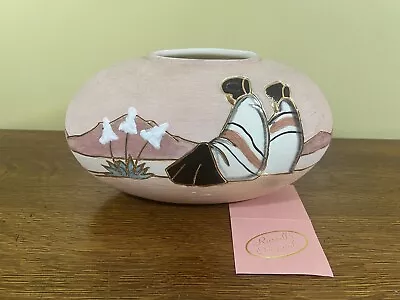 Vera Russell Southwestern Pottery Vase W/ 22k Gold Trim Accents Signed • $43.49