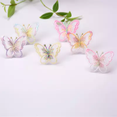 50pcs Butterfly Shape Embroidered Lace Applique Decoration Clothing Accessories • £4.79