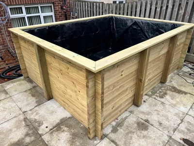 £489 • Buy Heavy Duty 44mm Tanalised Log Wood Garden Fountain Fish/Koi Pond Kit 550mm Deep