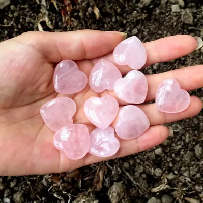 $6.75 • Buy Natural Pink Rose Quartz Crystal Carved Heart Shaped Healing Love Gemstone