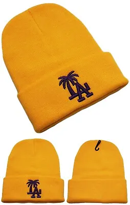 Los Angeles New Leader Headline Palm Dodgers Gold Purple Beanie Era Hat Knit Cap • $17.99