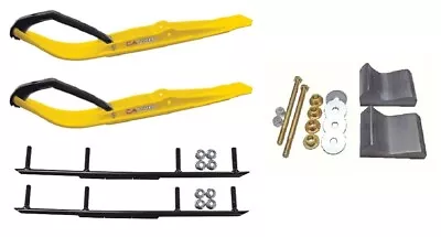 C&A Pro Yellow Razor Snowmobile Skis W/ 6  Round Bars Complete Kit • $368.02