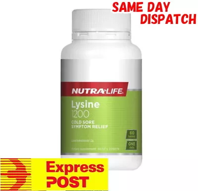 Nutra Life Lysine 1200mg 60 Tablets Assists Temporary Relief Of Cold Sores Caps • $27.95