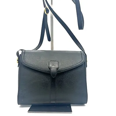 Burberrys Crossbody Bag Leather Shoulder Bag  Black Nova Check Auth Vintage • $144