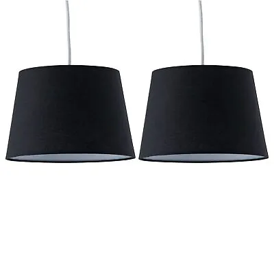 Set Of 2 Black 23cm Easy Fit Lightshade Lampshade Pendant Table Lamp Shades • £13.99