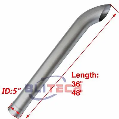 Alumnized 5  In Curved Stack Pipe 5 ID X 36 48  Length Exhaust Truck Curved Tube • $87.20