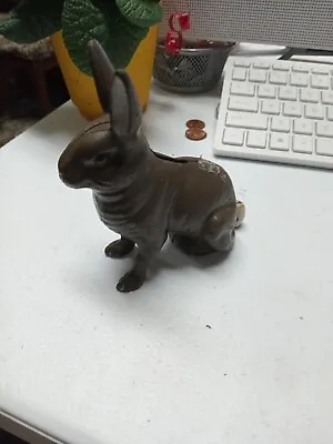 Vintage Cast Iron Rabbit Bunny Coin Bank • $23.40