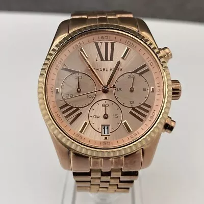 Michael Kors Watch Womens Lexington MK-5569 Rose Gold Steel MK5569 New Batt VGC • £39.95