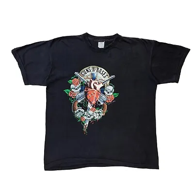Guns N Roses 90s Vintage Rock Band Tour Black Crew Neck T-Shirt Men's Size XL • £59.99