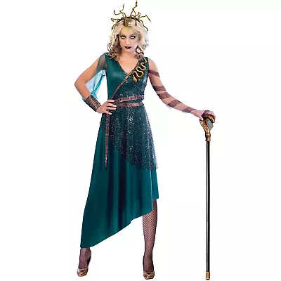 Adult Medusa Costume Ladies Serpentine Greek Myth Goddess Halloween Fancy Dress • £43.99