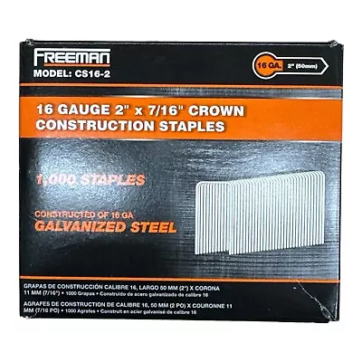 Freeman Galvanized Construction Staples 16-Gauge 2  X 7/16  Crown CS16-2 *READ • $6.99
