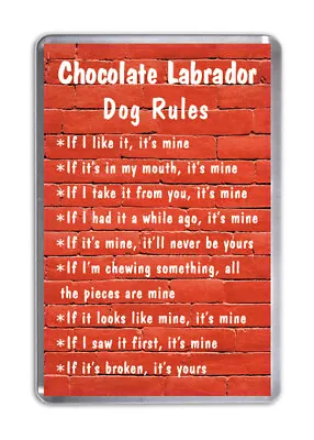 Chocolate Labrador Dog Rules Funny Dog Fridge Magnet Pet Animal Lover Gift • £2.97
