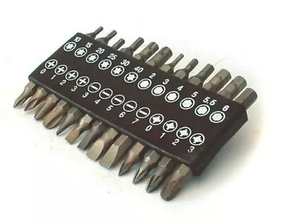 25 PCE 25mm PZ POZI PH PHILIPS HEX TORX STAR SCREWDRIVER BIT SET + BELT CLIP • £2.99