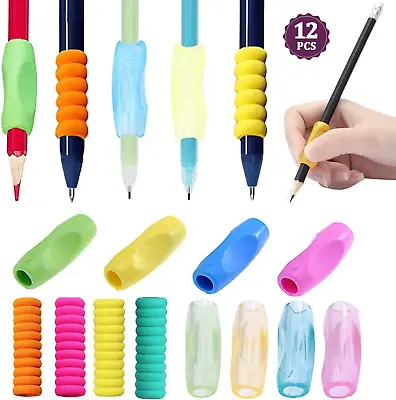 £4.94 • Buy Multicolor Pencil Grips, Children's Silicone Finger Grips Holder Nonslip 12 Pack