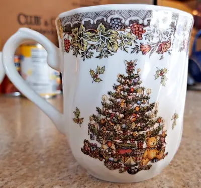 Queens Seasons Greetings Myott Factory Archive Mug Cup Ivory Christmas Tree • $6.99