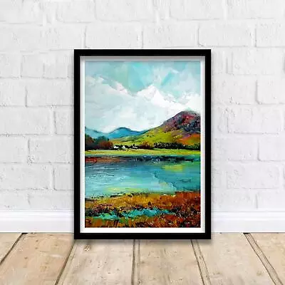 Catbells Lake District Abstract Art Print English Countryside Essence Lake Distr • £181