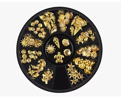 1 Box Metal Nail Art Decoration Ocean Shell Wheel DIY Decors Tips Gold Silver • $3.30