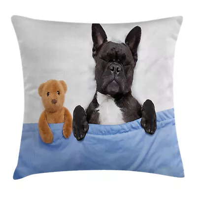$19.99 • Buy Animal Throw Pillow Case French Bulldog With Bear Square Cushion Cover 16 Inches