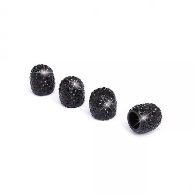 4x Black Bling Crystal Diamond Stem Car Tire Tyre Valve Dust Caps Covers • $10.44