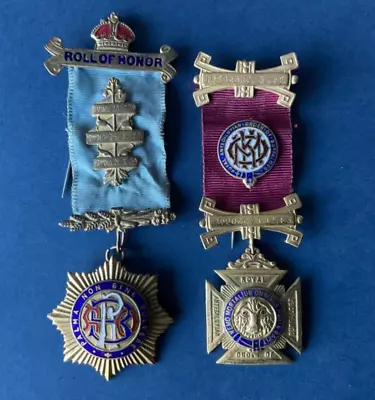 £15.99 • Buy Vintage RAOB Royal Buffaloes Masonic Jewel Medals Badges X2 Roll Of Honour