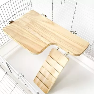 Pig Rat Wooden Cage Accessories Standing Platform Hamster Ledge With Ladder • $22.43