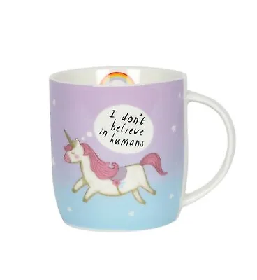 UNICORN MUG. 'I Don't Believe In Humans' Mug. Fantasy Mythical • £3.99