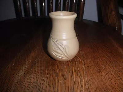 Van Briggle Art Pottery Small Tan Vase 3 1/4” Tall Yucca Design • $19
