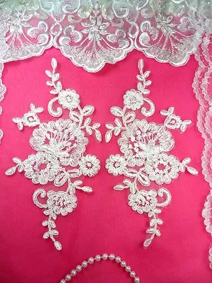 Mirror Pair White Floral Venise Lace Embroidered Flower Appliques BL81 • $5.99