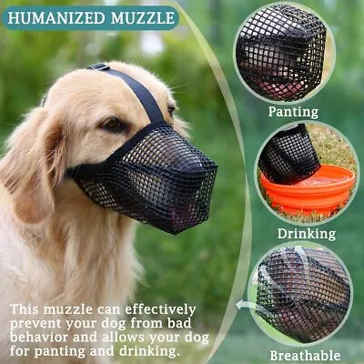 £3.95 • Buy Dog Breathable Muzzle Pet Anti-lick Mouth Cover Mesh Anti-Biting Chewing Licking