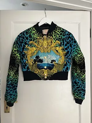 Versace X H&M Leopard Baroque Tropical Print Cropped Bomber Jacket • $136.96