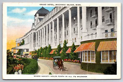 Vintage Postcard MI Mackinac Island Gand Hotel C1948 ~6618 • $1.93