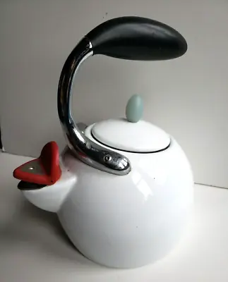Michael Graves Spinning Whistle Tea Pot White Enamel • $65