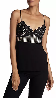 Theory Melaena T Elevate Crepe Lace Top Black  Size 2 $275 • $119