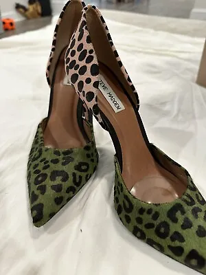 Steve Madden Hypnotic Leopard Print Suede Pointed Toe Stiletto Pumps 2 Tone • $50