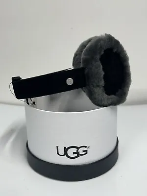  UGGS  Ugg Ozwear Black & Gray Shearling Sheepkin Fur Earmuffs NEW  $85 In Box • $59.99