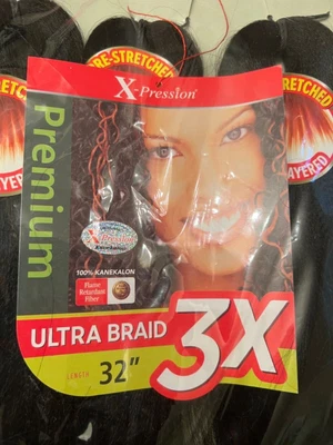 $15 • Buy X-Pression Pre-Stretched 32 Inches 100% Kanekalon  Ultra Braid Hair 1B 