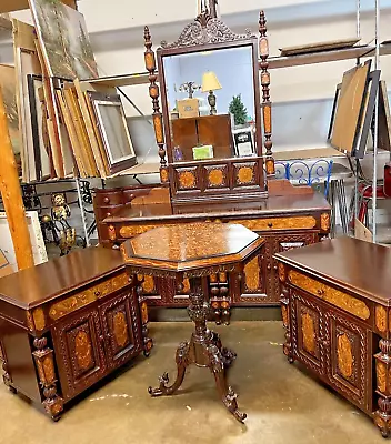 Vintage Marquetry Inlay Bedroom Suits • $14999.98